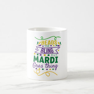 Taza De Café Cuentas y Brillo Es Cosa de Mardi Gras