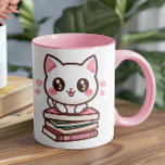 Taza De Café Cuentos Y Caras Me Hacen El Día - Gatos Y Libros<br><div class="desc">El Tales & Tails Mug combina un diseño lúdico con toques personales, con un lindo gato ilustrado encaramado en un montón de libros junto a la frase "Cuentos y carpas hacen mi día", enmarcado por huellas de pata y corazones. Este diseño acogedor y creativo es perfecto para todo aquel que...</div>