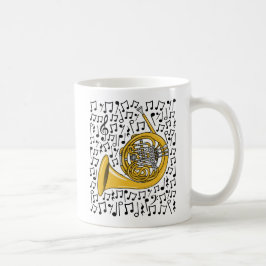 Taza De Café Cuerno Francés con notas musicales, músico de lató