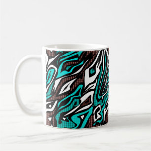 Taza De Café Cuero de cebra abstracto sin fisuras azul moderno