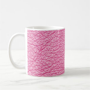 Taza De Café Cuero rosa de cierre, fondo texturado.
