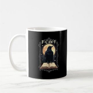 Taza De Café Cuervo divertido de Halloween F-Caw-F Luna Cuervo