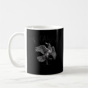 Taza De Café Cuervo, F-Caw-F Pájaro Divertido Gráfico Retro
