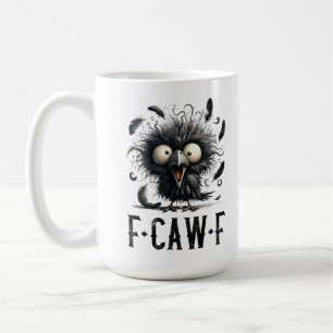 Taza De Café Cuervo negro divertido F-Caw-F Cuervo negro Pájaro