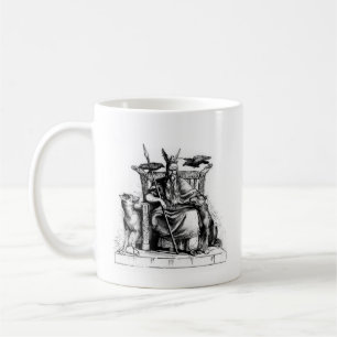 Taza De Café Cuervos de Odín en Trono de Piedra Mitología Vikin