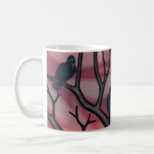 Taza De Café cuervos negros y fantasmas al atardecer