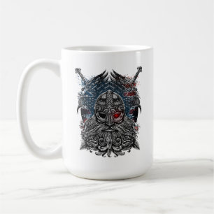 Taza De Café Cuervos y espadas de Odín Mitología Vikinga bander