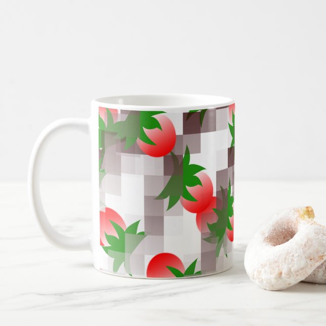 Taza De Café Cuestas de cerezas rojas (Con donut)