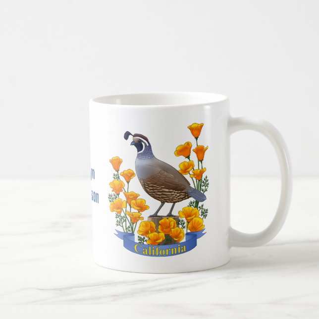Taza De Café Cueva de aves del estado de California y amapola d (Derecha)