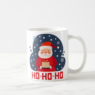Taza De Café Cuidada acuarela divertida santa Ho Ho Ho Ho azul
