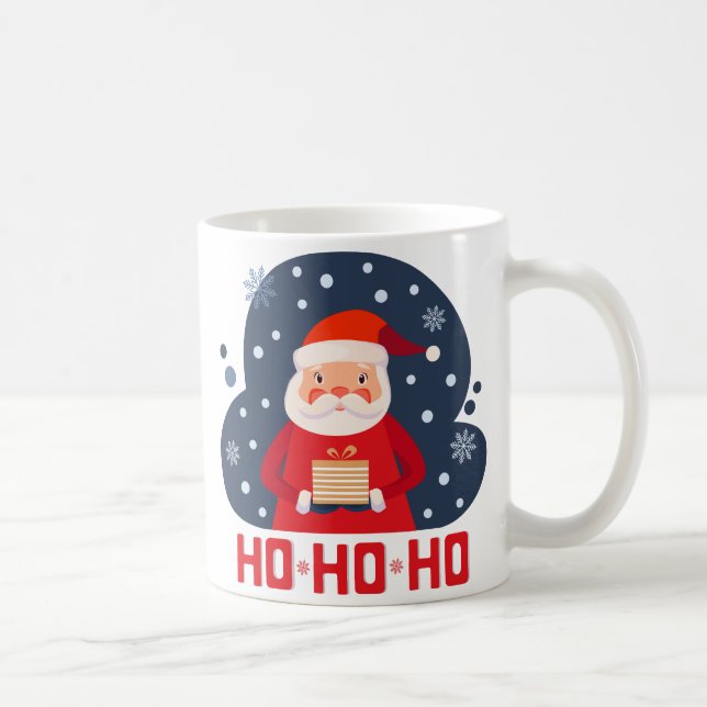 Taza De Café Cuidada acuarela divertida santa Ho Ho Ho Ho azul  (Derecha)