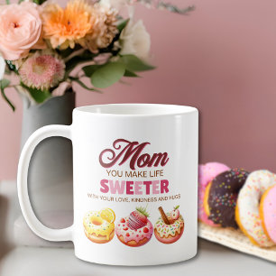 Taza De Café Cuidada acuarela Donut Mom You Make Life Sweeter