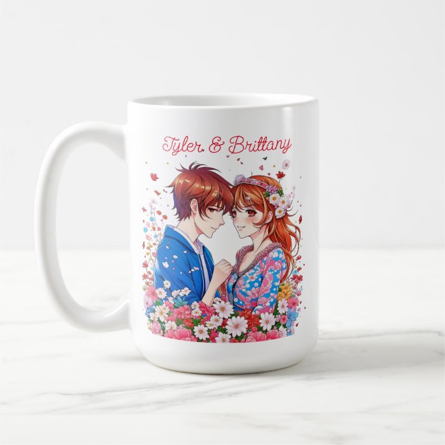 Taza De Café Cuidada de parejas de anime personalizada (Izquierda)