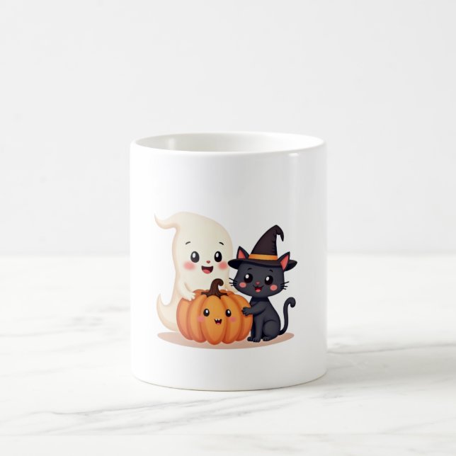 Taza De Café "Cuidada Escuadrón de Halloween | Kawaii Ghost & P (Centro)