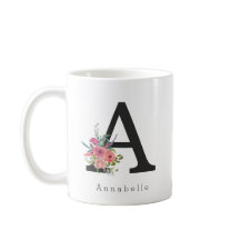 Cuidada Floral Boho Rosa Rosa Monograma