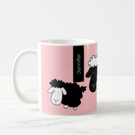 Taza De Café Cuidadas ovejas Ilustracion blanco y negro en Rubo