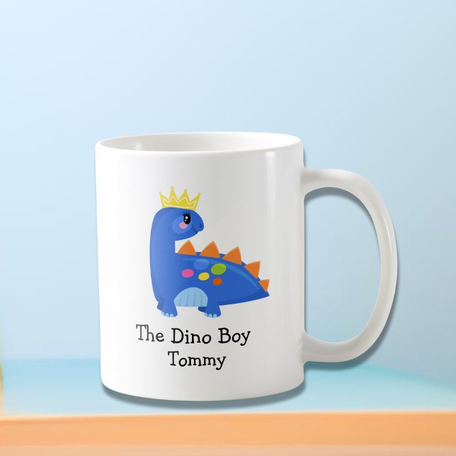 Taza De Café Cuidado azul de los niños de Dino (Subido por el creador)