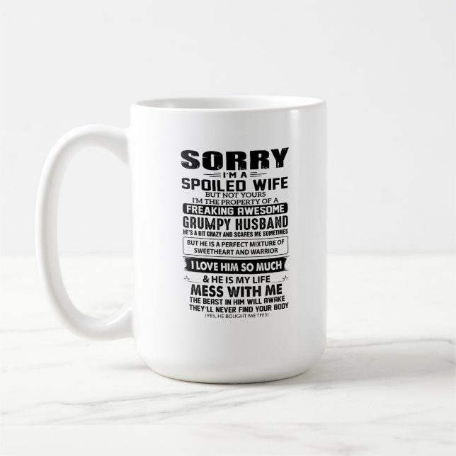 Taza De Café Cuidado con la bestia en mi marido - humorístico (Izquierda)