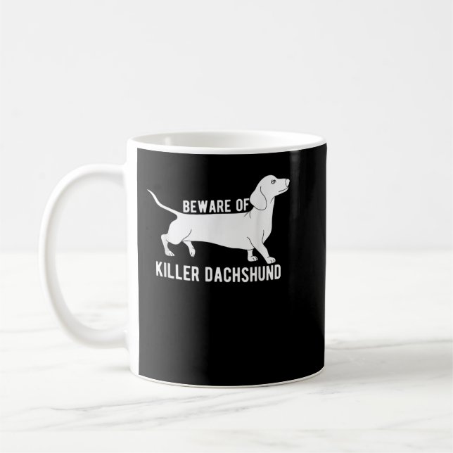 Taza De Café Cuidado Con La Camiseta De Dachshund (Izquierda)