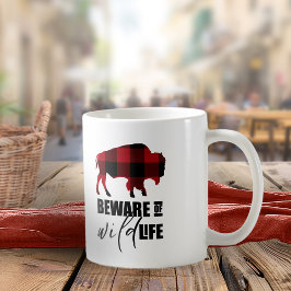 Taza De Café Cuidado con la placa de búfalo salvaje ID669