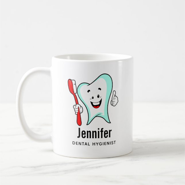 Taza De Café Cuidado dental Feliz diente con cepillo de dientes (Izquierda)