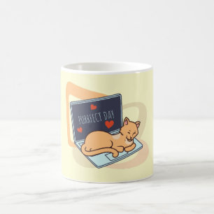 Taza De Café Cuidado gato de ordenador durmiendo