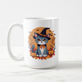 Taza De Café Cuidado gato Halloween Gran cerámica clásica
