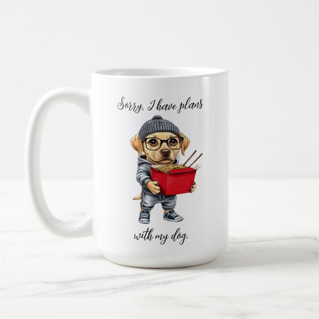 Taza De Café Cuidado laboratorio amarillo "Tengo planes" Mug (Izquierda)