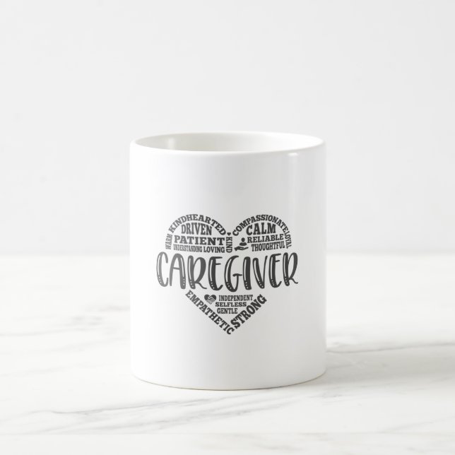Taza De Café Cuidador, cuidador, diseño cardiaco (Centro)