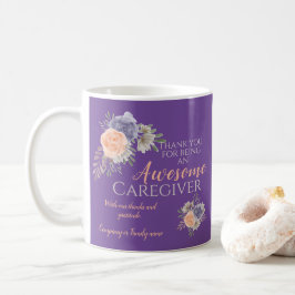 Taza De Café Cuidador Gracias Apreciación Floral Púrpura