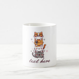 Taza De Café Cuidados apilados: ¡Adorable torre Kitty de Alegrí