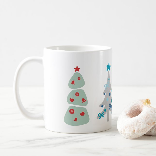 Taza De Café Cuidados garabatos de árboles de Navidad (Con donut)