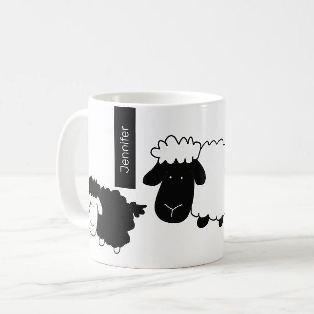 Taza De Café Cuidados Ilustraciones Negro Y Blanco (Anverso izquierdo)