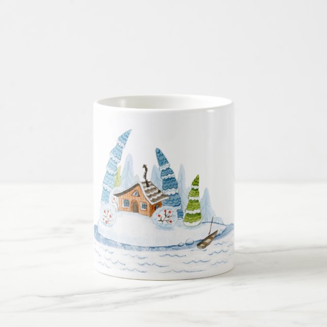Taza De Café Cuidados Navidades de invierno acuarela (Centro)