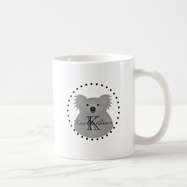 Taza De Café Cuidadosamente Australia Bebé Koala Bear Monograma (Derecha)