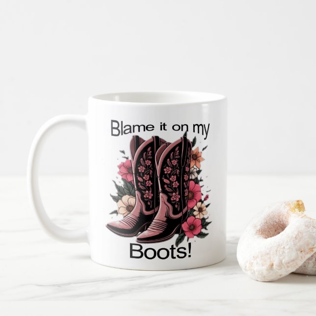 Taza De Café Culpen a mis Boots - ¡Diversión Mug! (Con donut)