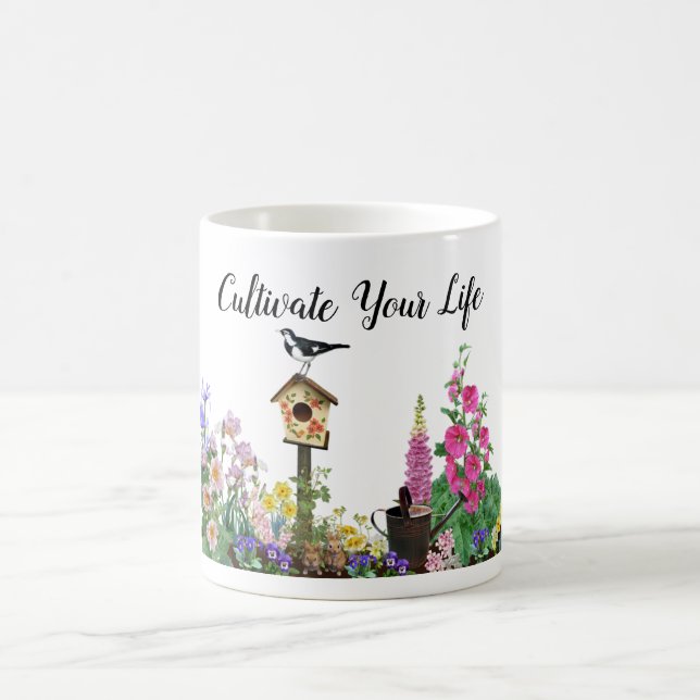 Taza De Café Cultivar tu vida en un jardín exuberante (Centro)