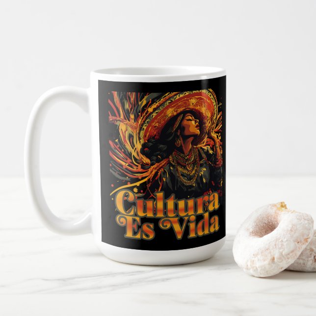Taza De Café Cultura Es Vida, Mes del Patrimonio Hispano (Con donut)