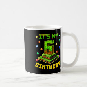 Taza De Café Cumpleañero Es Mi 6º Cumpleaños Fiesta de Píxeles 