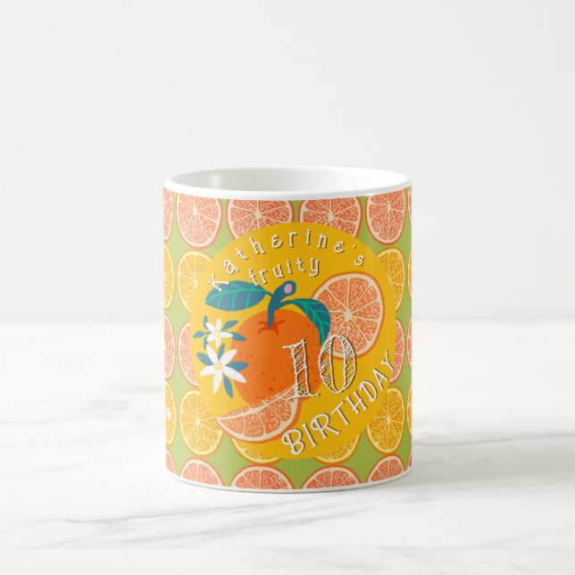 Taza De Café Cumpleaños 10º Fruity Naranja Verde (Centro)