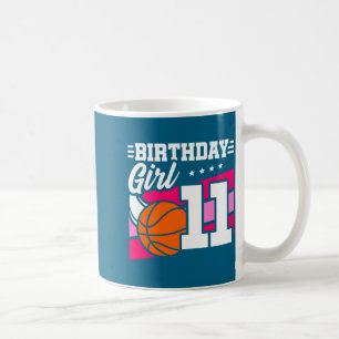 Taza De Café Cumpleaños 11 Baloncesto Cumpleaños Chica de 11 Añ