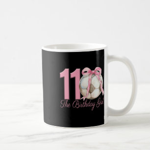 Taza De Café Cumpleaños 11 niña fútbol Ll Coquette lazo rosa 11