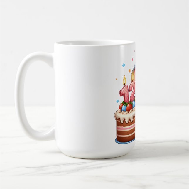 Taza De Café Cumpleaños 12 de Elefante Adorable (Izquierda)
