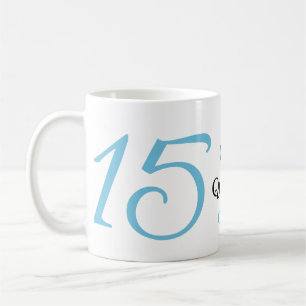 Taza De Café cumpleaños 15 de quinceañera azul negro letra negr