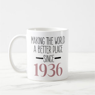 Taza De Café Cumpleaños 1936 90 90 años Mujer Bisabuela