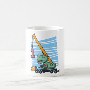 Taza De Café Cumpleaños 1 año Grúa móvil Dinosaurio