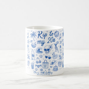 Taza De Café cumpleaños 20s azul de playa personalizado dibujad