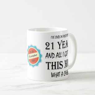 Taza De Café Cumpleaños 21 años, carrillera divertida persona