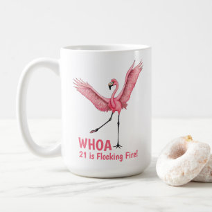 Taza De Café Cumpleaños 21 Flockeando Fuego Flamenco