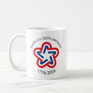 Taza De Café Cumpleaños 250 de América 1776-2026 Rojo Blanco Az